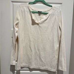 Eddie Bauer Cream Long Sleeve Henley Top